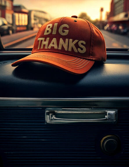 Gig Thanks Marketing - Winning Strategies for Small Businesses Big Thanks Marketing football helmet on a grass field in a stadium, symbolizing strong marketing strategies, winning business growth, and homegrown hard work.